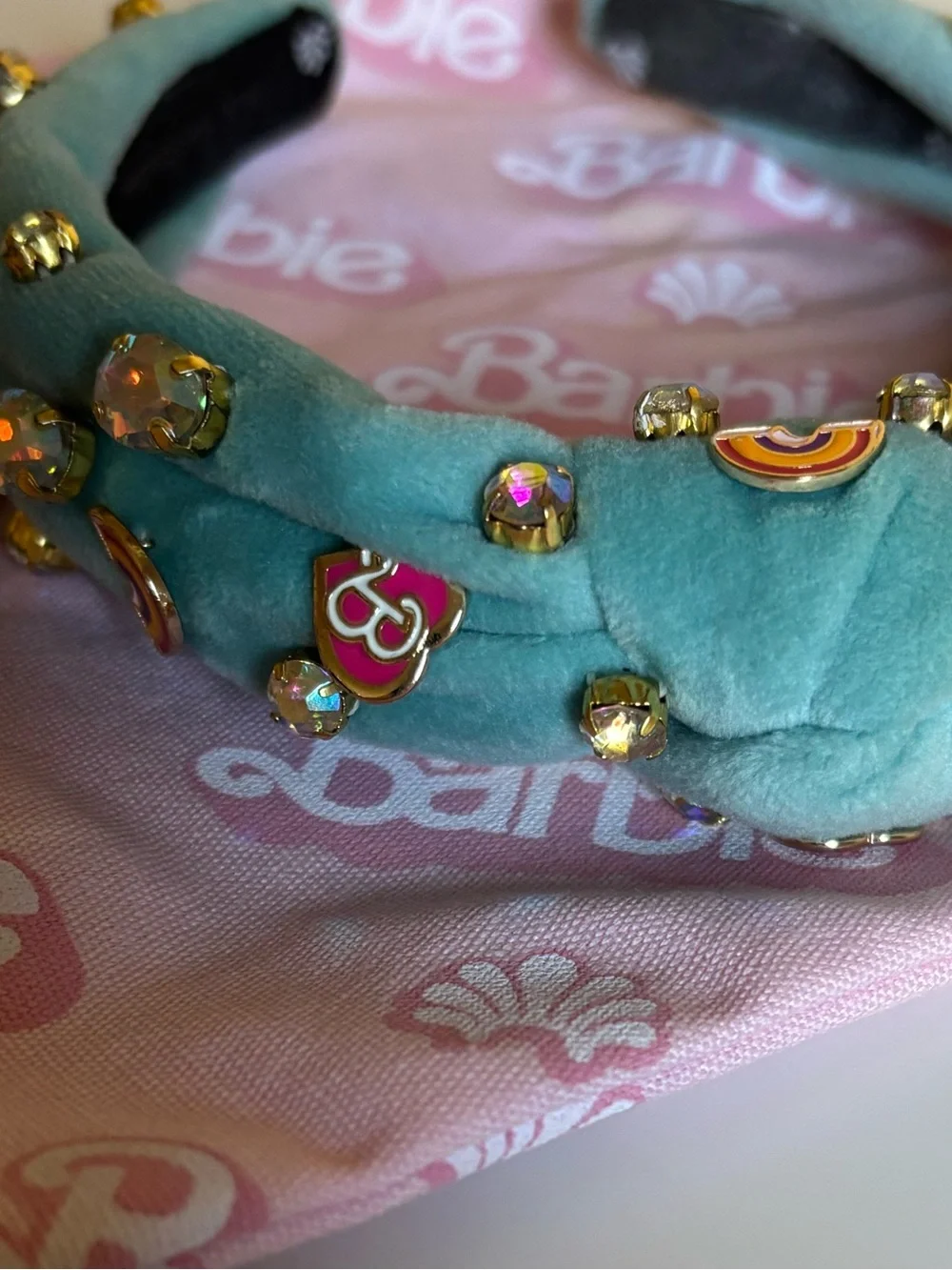 Lele Sadoughi x Barbie Bejeweled Turquoise Top Knot Headband